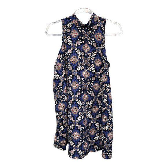 Soprano Boho Abstract Geometric Sleeveless Tunic Dress Small - Picture 2 of 5